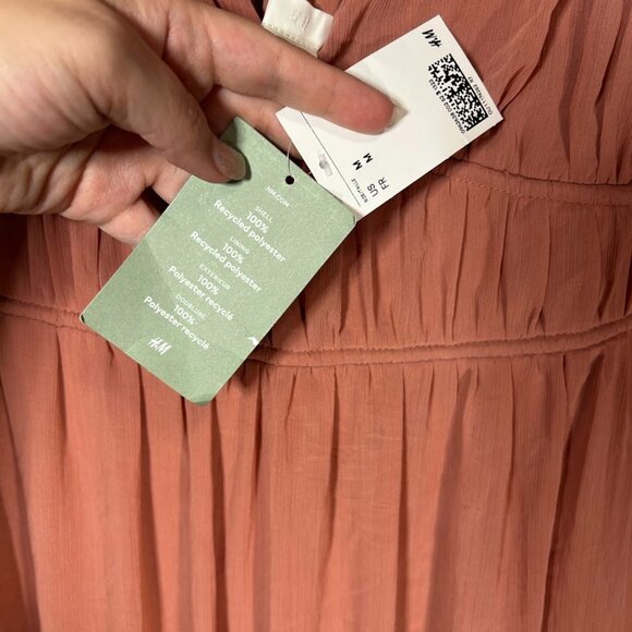 H&M Women's M Blush Pink Dress Empire Waist Sleeveless Recycled Formal Cocktail - Picture 9 of 12